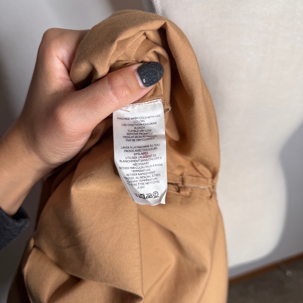 Anthropologie Side Button Tunic Blouse Camel Hidden Placket Cotton Size S - Picture 8 of 10